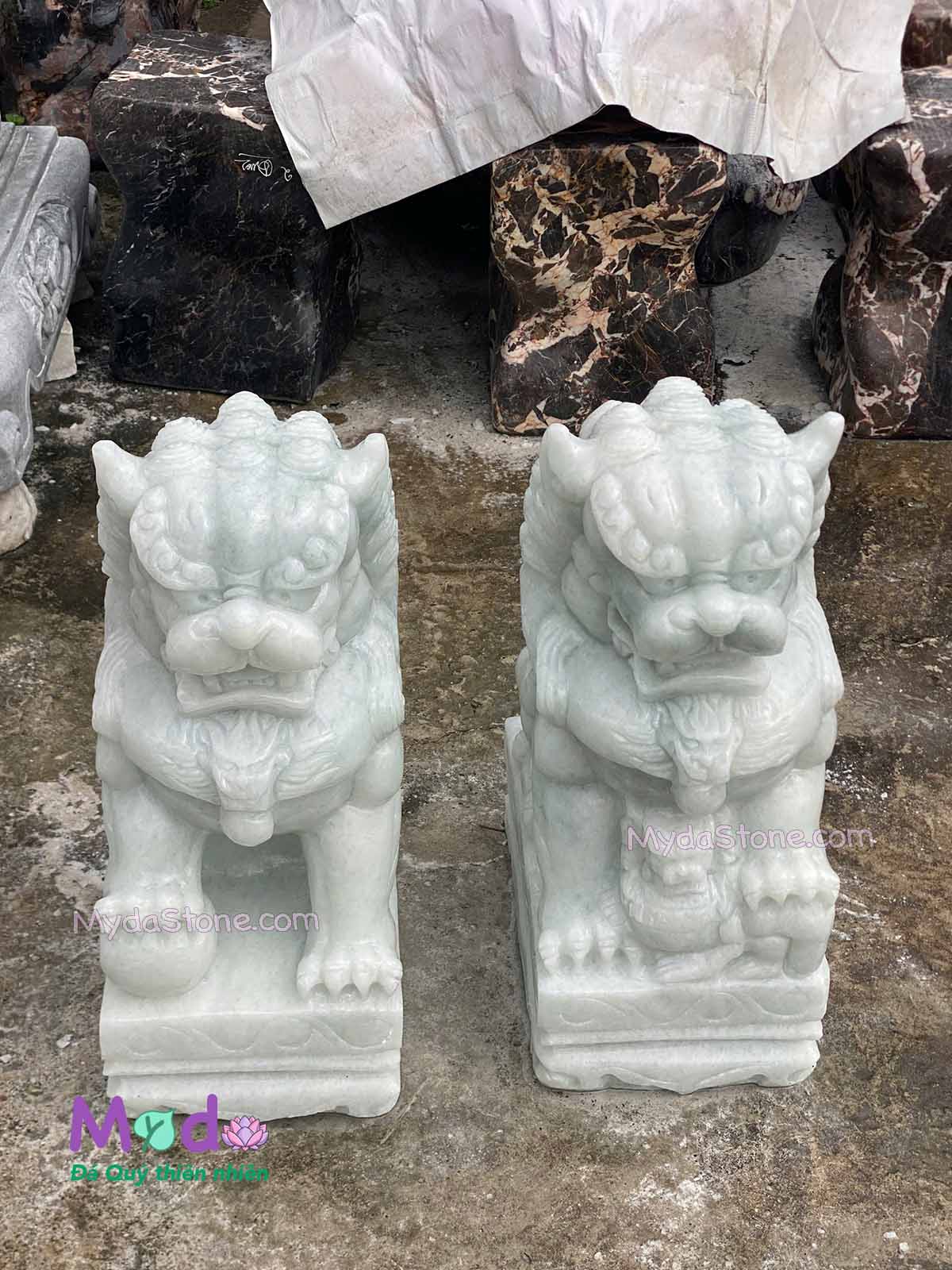 Tượng Kỳ Lân để Mộ đá Cẩm Thạch Trắng Xanh