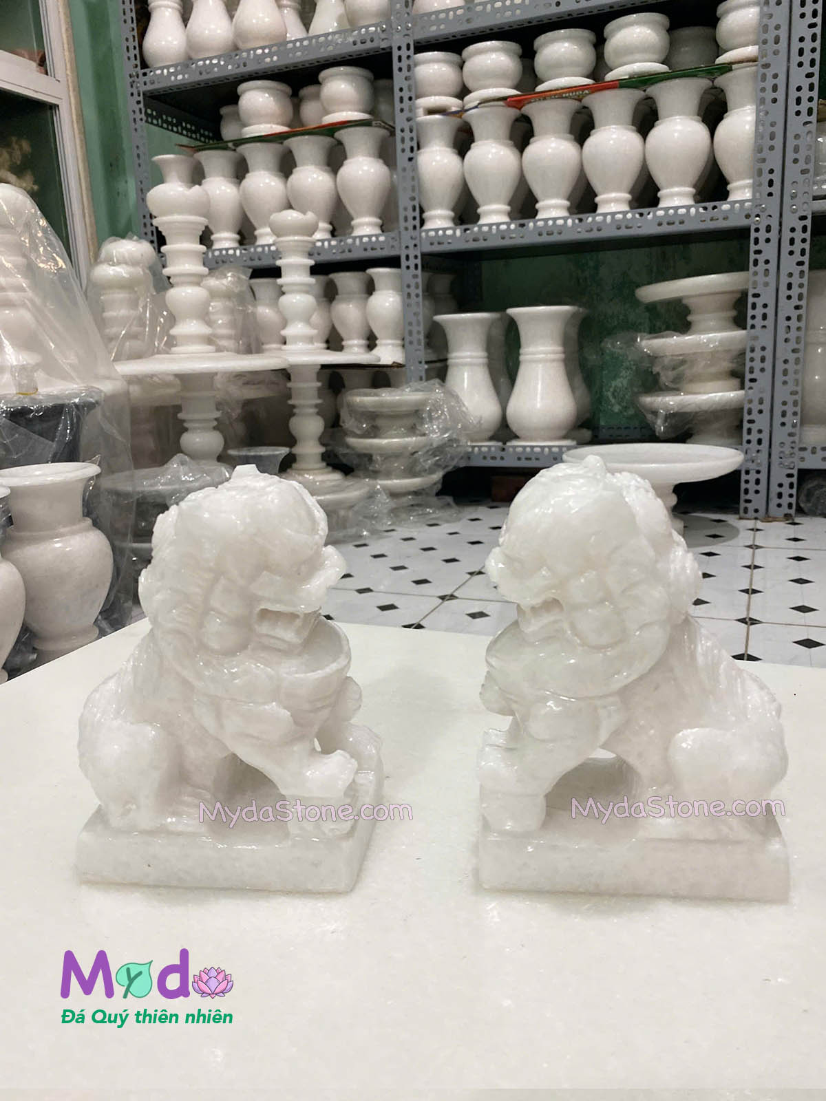 Tượng Kỳ Lân đá Cẩm Thạch Trắng