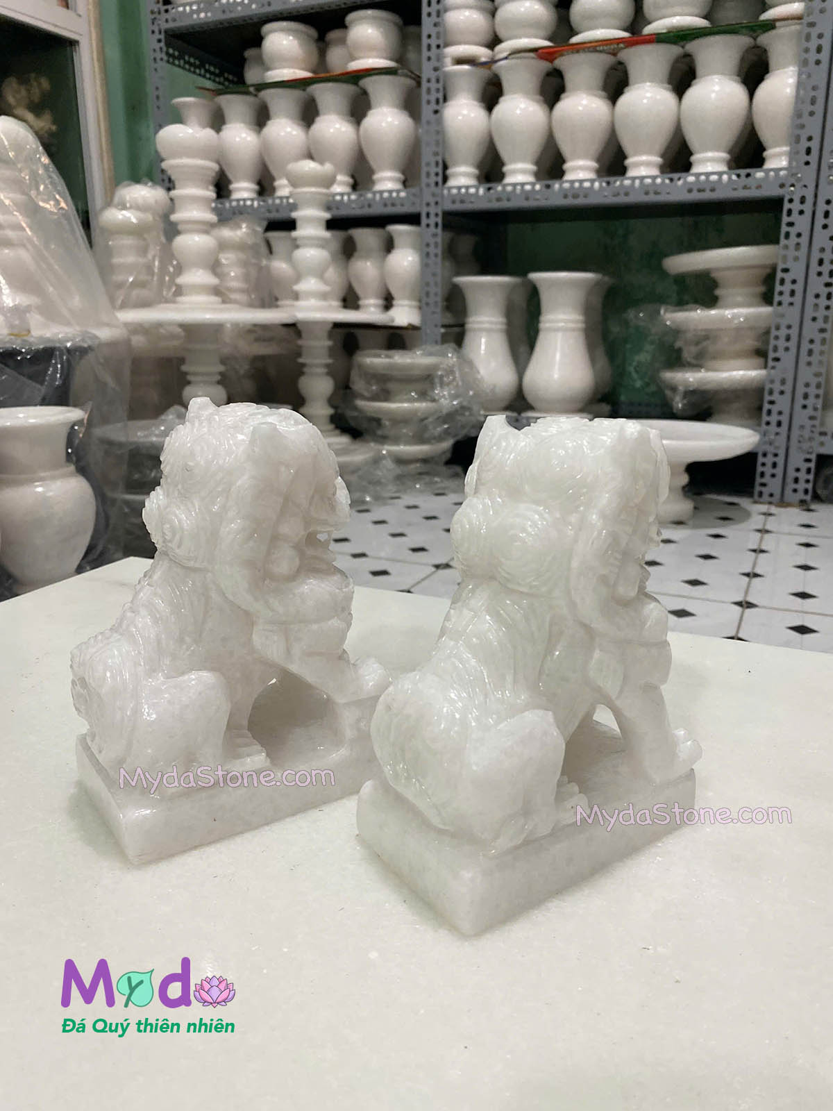 Tượng Kỳ Lân đá Cẩm Thạch Trắng