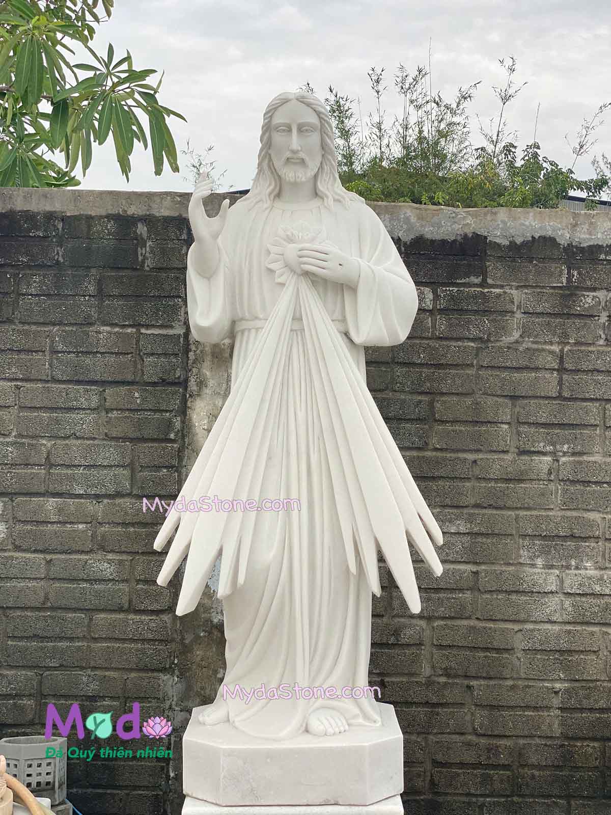 Tượng Lòng Chúa Thương Xót đá Cẩm Thạch Trắng