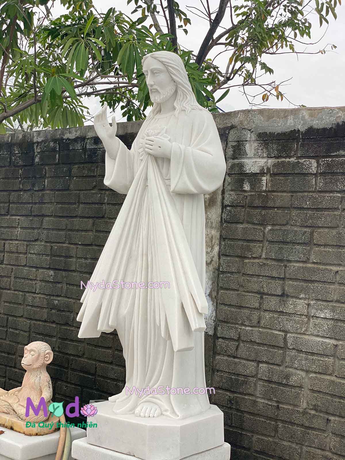 Tượng Lòng Chúa Thương Xót đá Cẩm Thạch Trắng