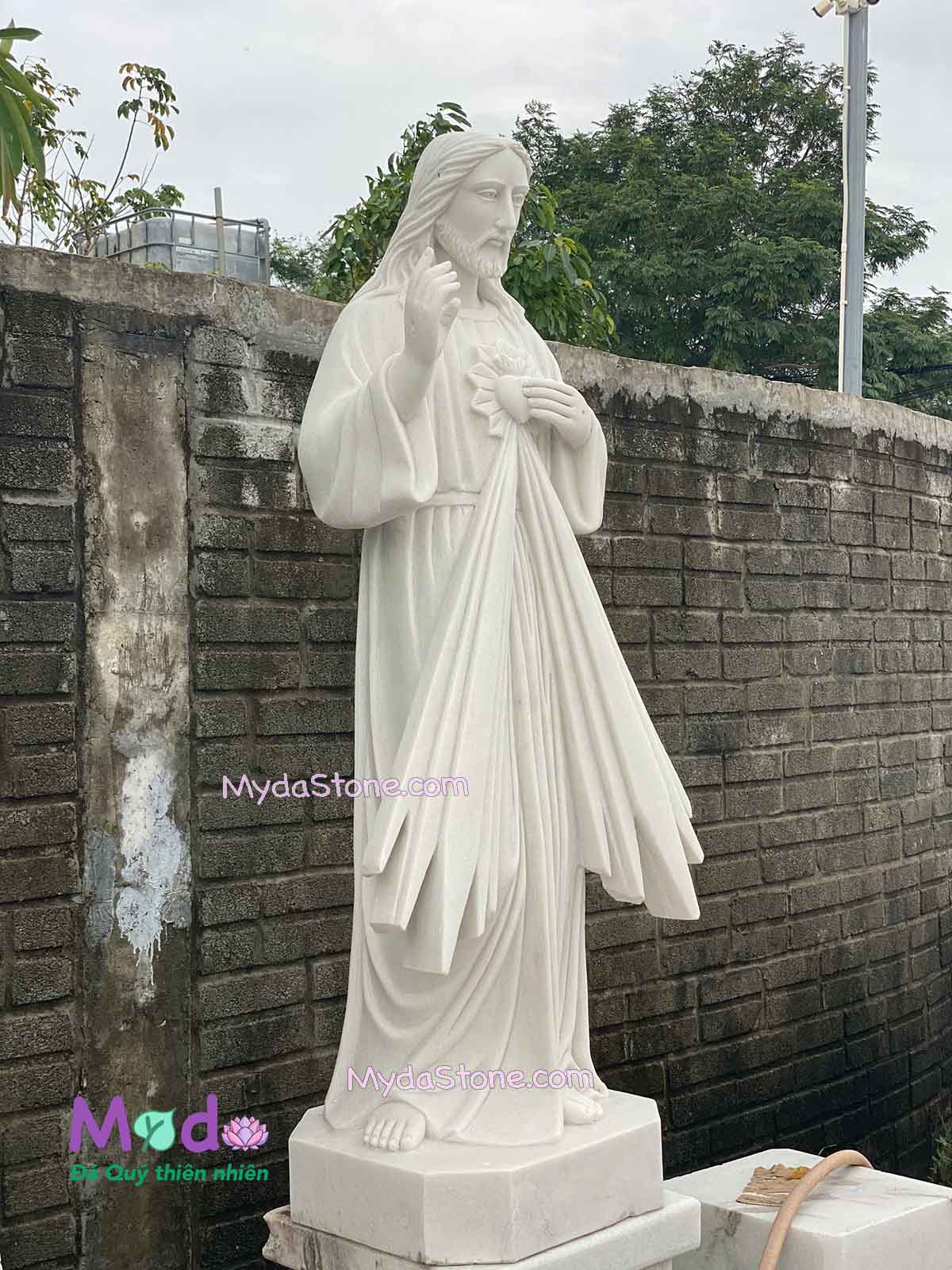 Tượng Lòng Chúa Thương Xót đá Cẩm Thạch Trắng