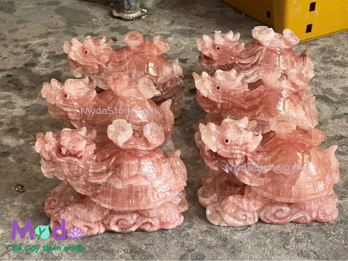 Tượng Long Quy hoá rồng đá Ngọc Tím