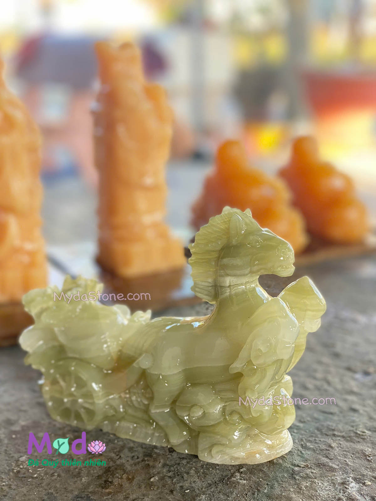 Tượng Ngựa Phong Thuỷ đá Ngọc Xanh Pakistan