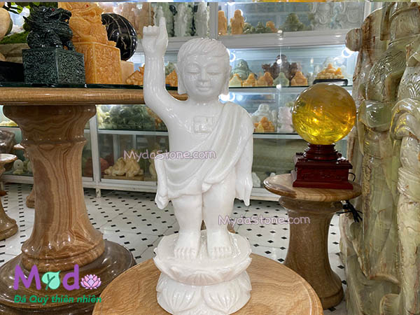 Tượng Phật Đản Sanh đá Cẩm Thạch Trắng