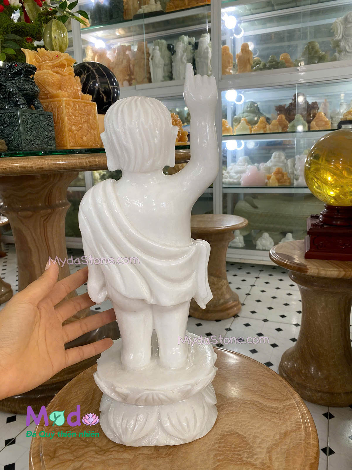 Tượng Phật Đản Sanh đá Cẩm Thạch Trắng
