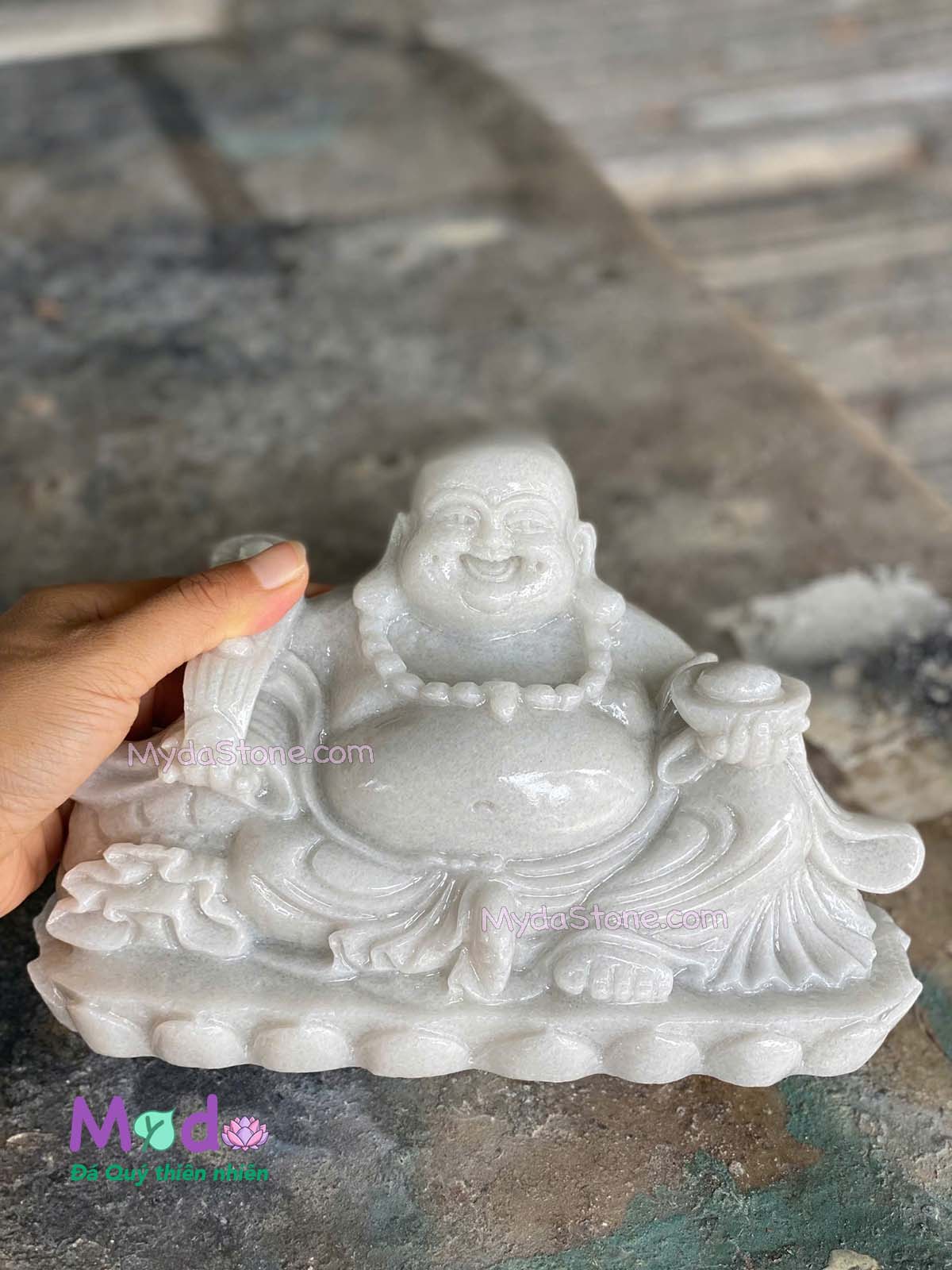 Tượng Phật Di Lặc đá Cẩm Thạch Trắng