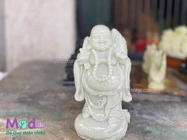 Tượng Phật Di Lặc đá Cẩm Thạch Trắng Xanh