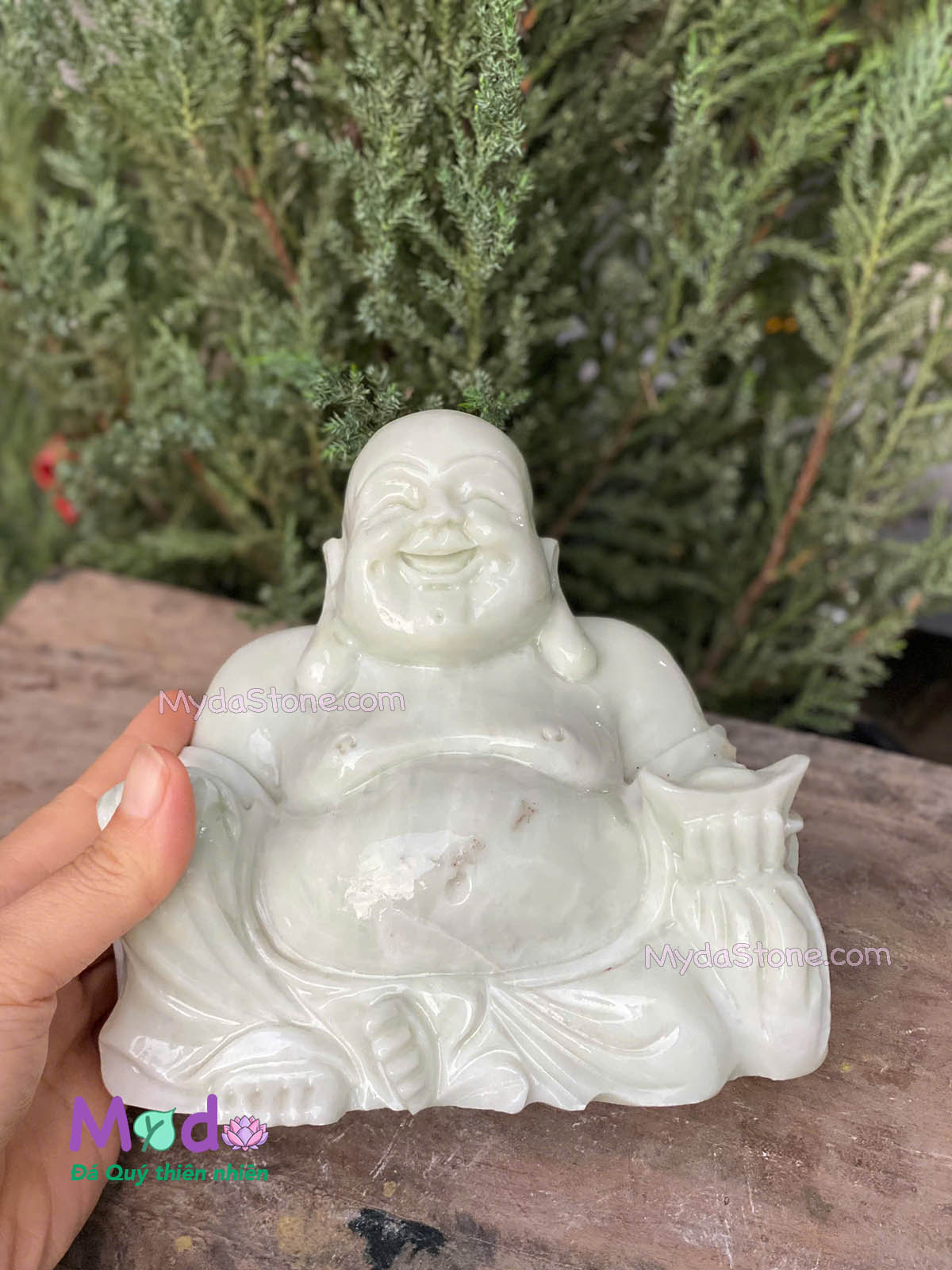 Tượng Phật Di Lặc ngồi đá Cẩm Thạch Xanh