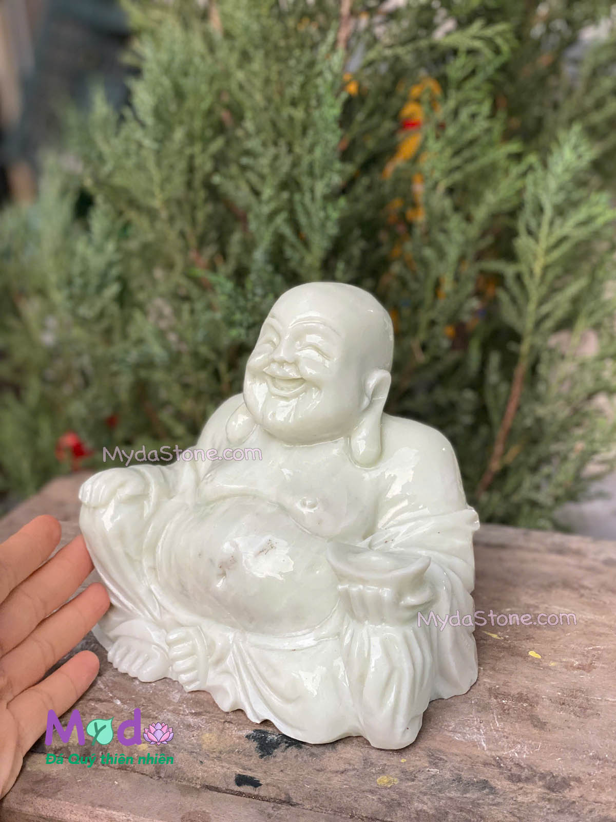 Tượng Phật Di Lặc ngồi đá Cẩm Thạch Xanh