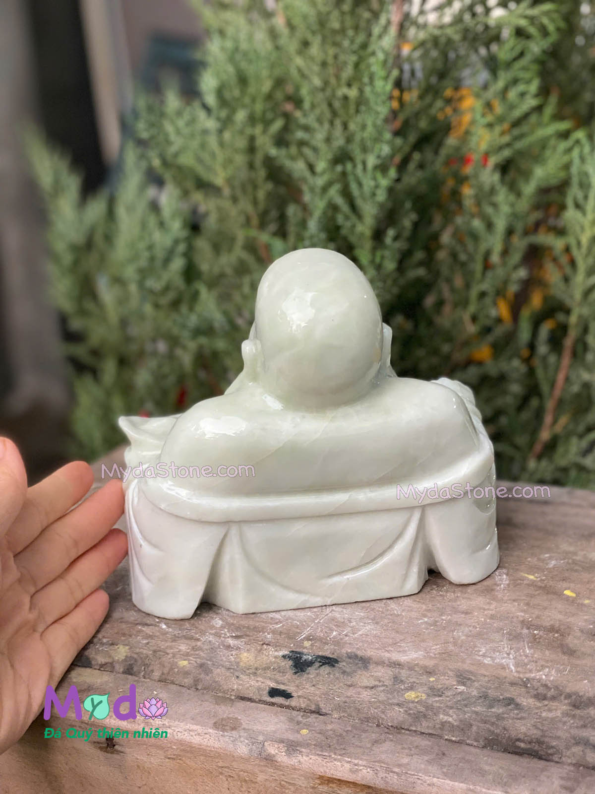 Tượng Phật Di Lặc ngồi đá Cẩm Thạch Xanh