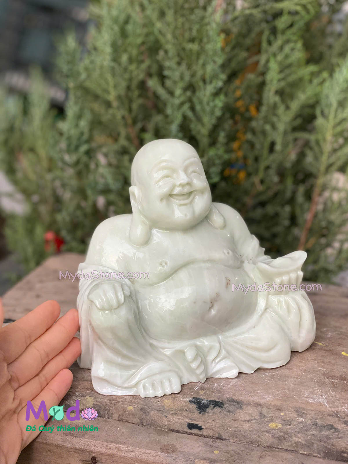 Tượng Phật Di Lặc ngồi đá Cẩm Thạch Xanh