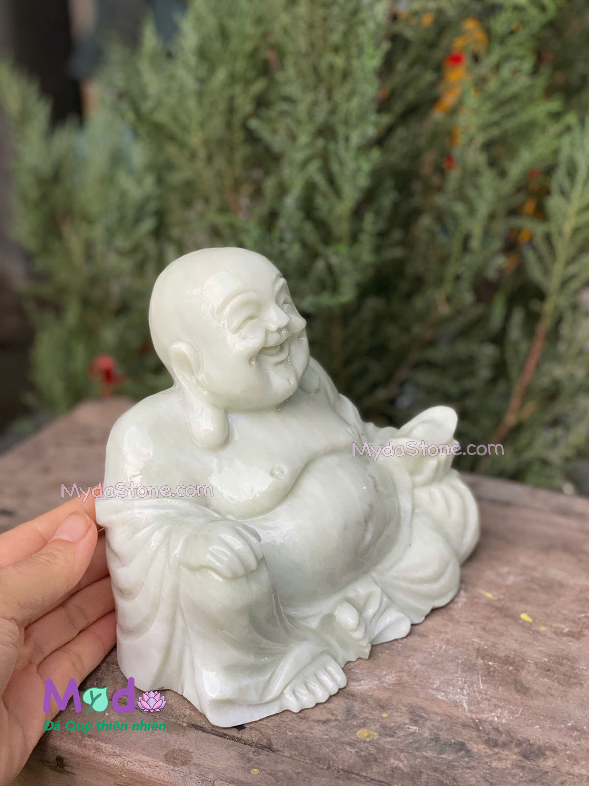 Tượng Phật Di Lặc ngồi đá Cẩm Thạch Xanh