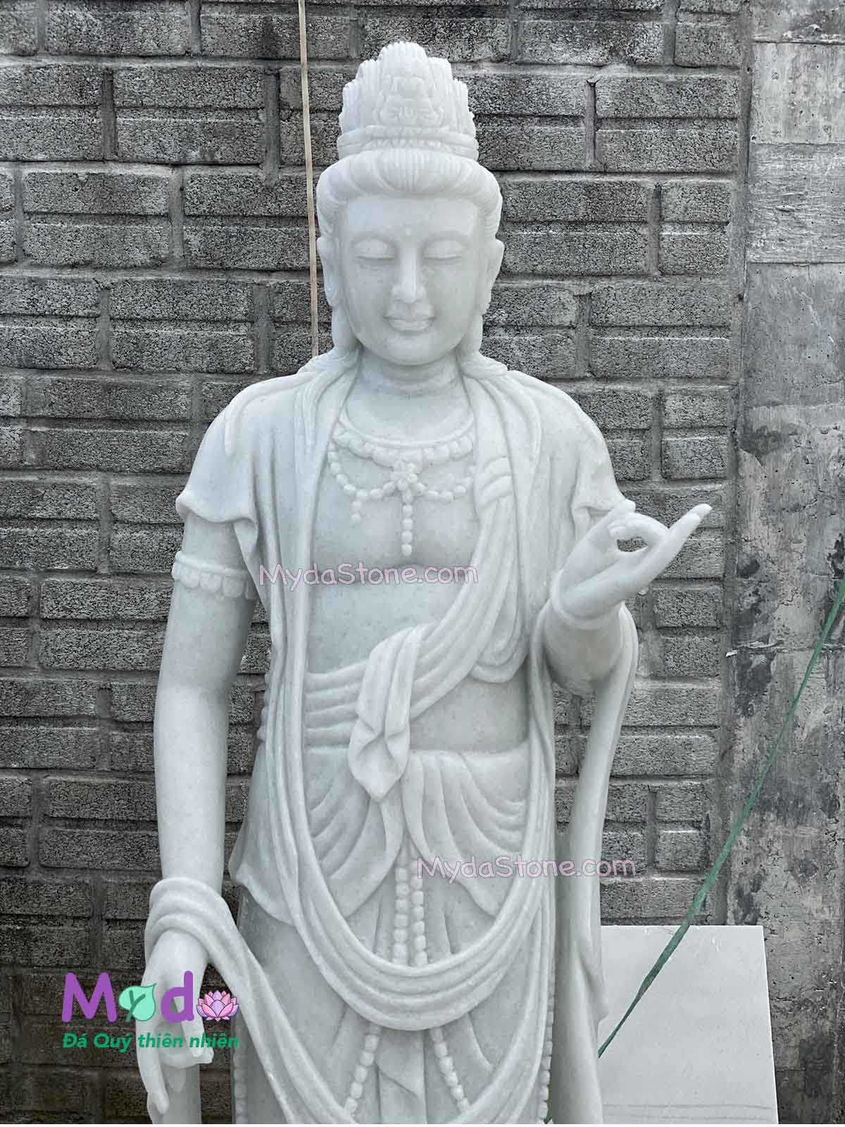 Tượng Phật Quan Âm hoá thân đá Cẩm Thạch Trắng Xanh