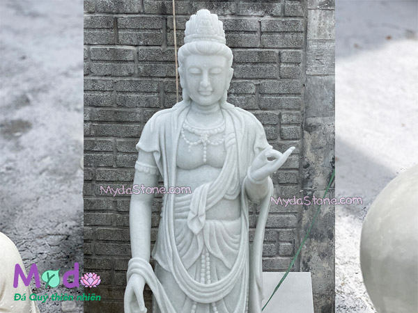 Tượng Phật Quan Âm hoá thân đá Cẩm Thạch Trắng Xanh
