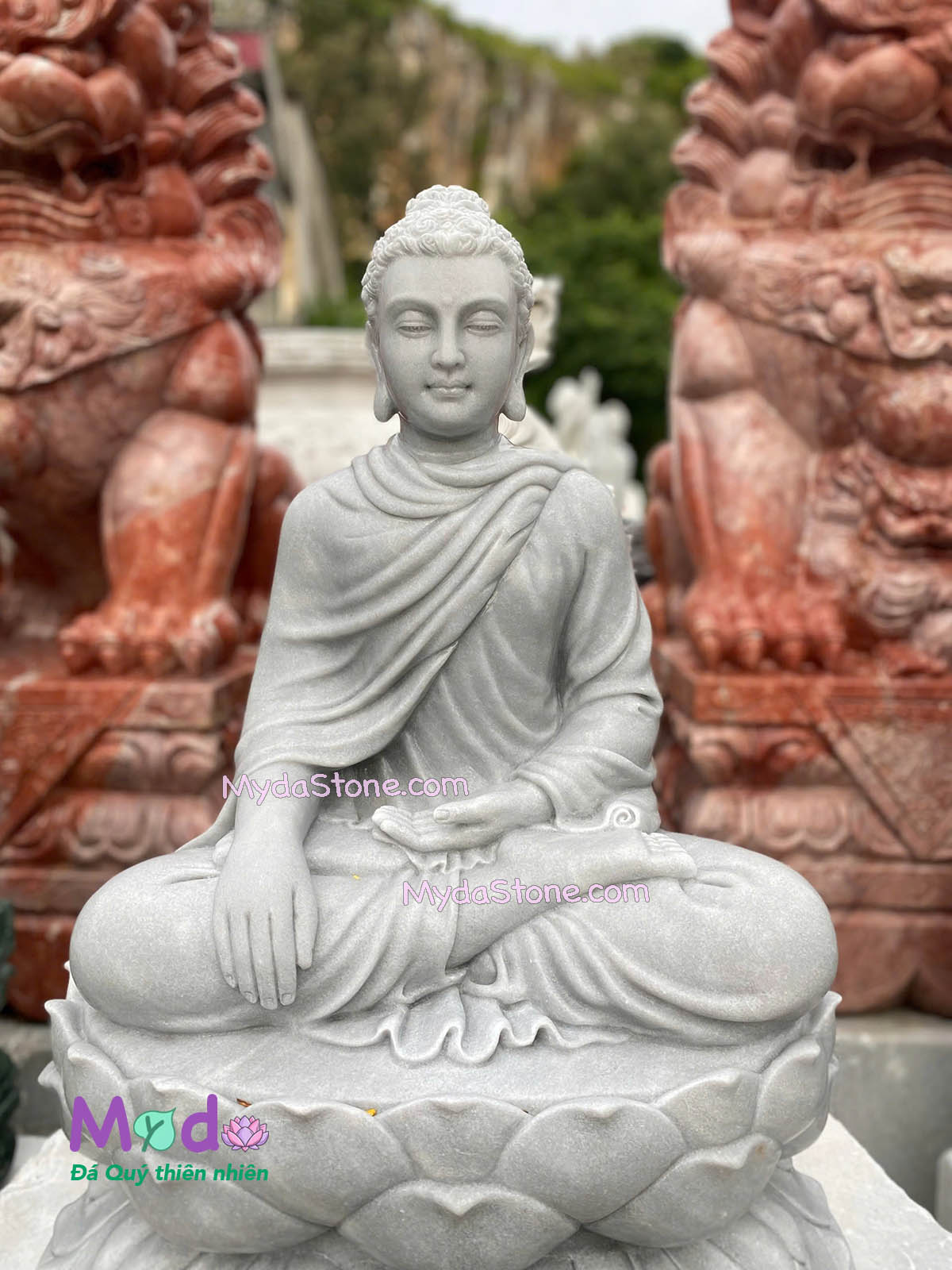 Tượng Phật Thích Ca bằng đá Cẩm Thạch Xám