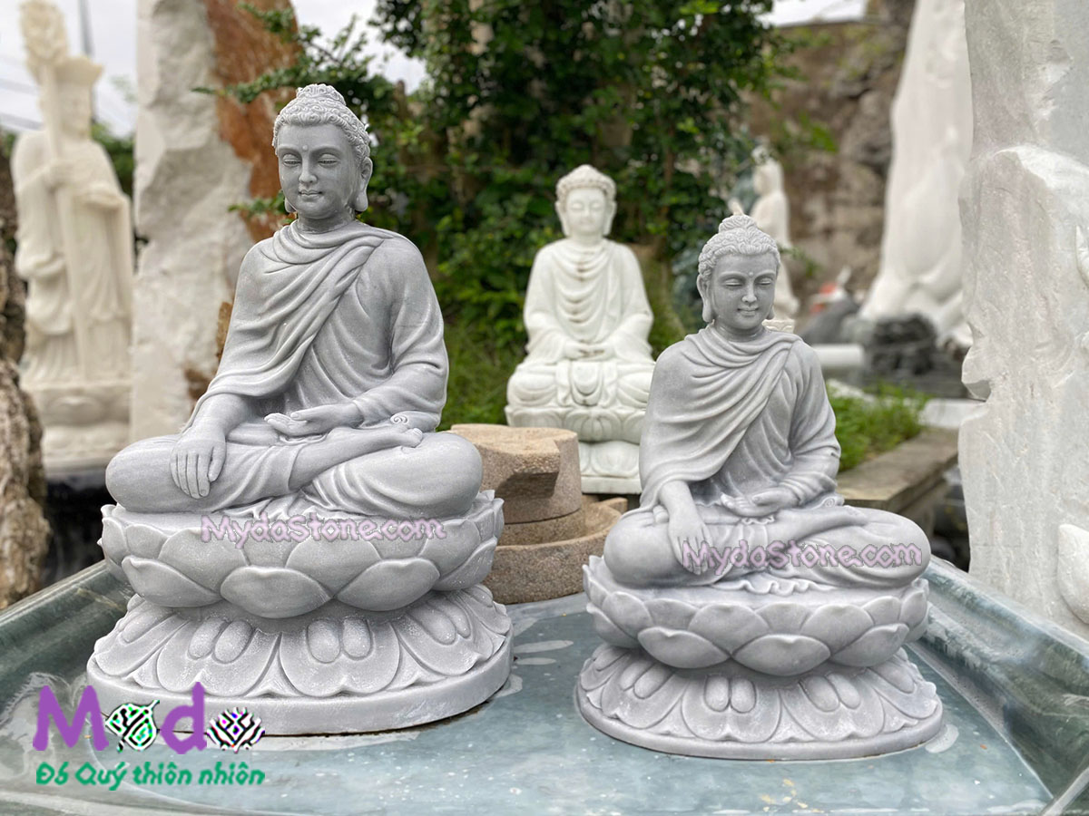 Tượng Phật Thích Ca bằng đá Cẩm Thạch Xám