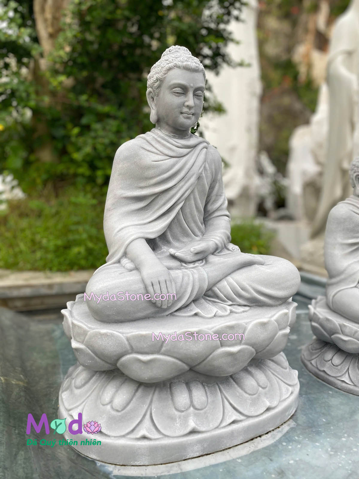 Tượng Phật Thích Ca bằng đá Cẩm Thạch Xám