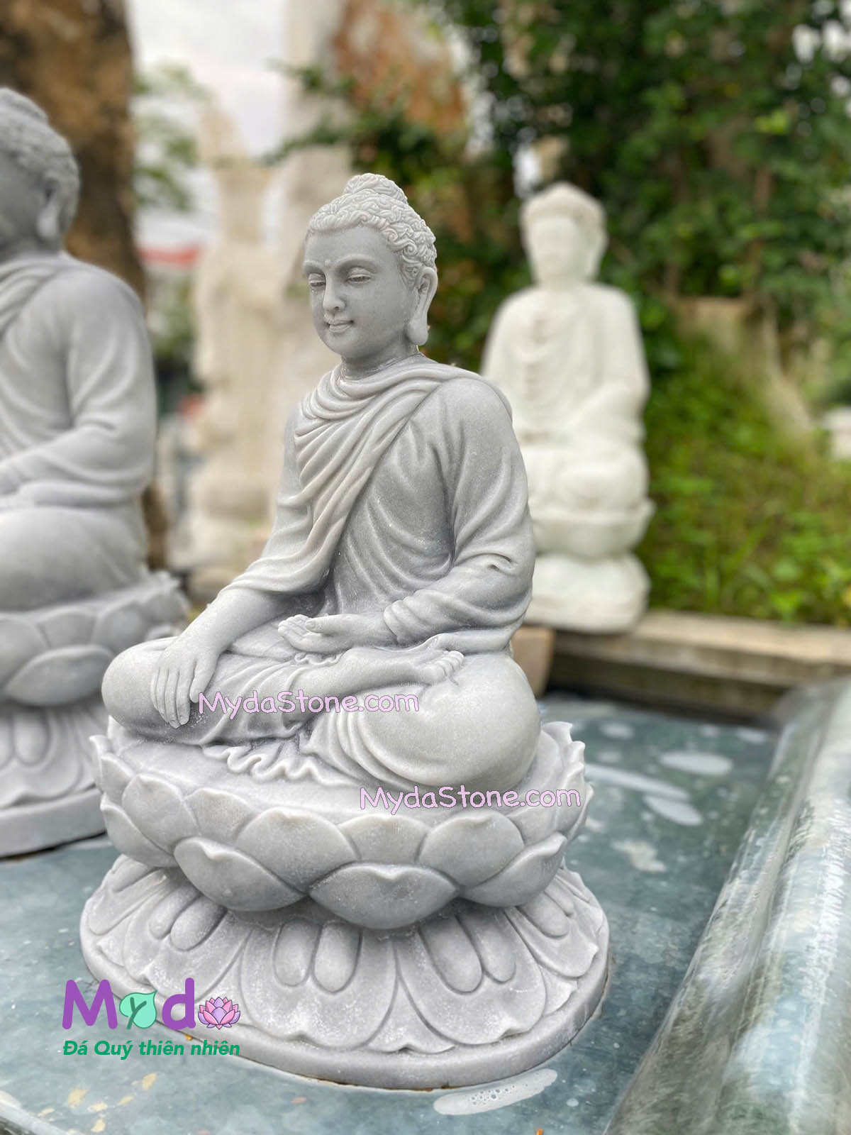 Tượng Phật Thích Ca bằng đá Cẩm Thạch Xám