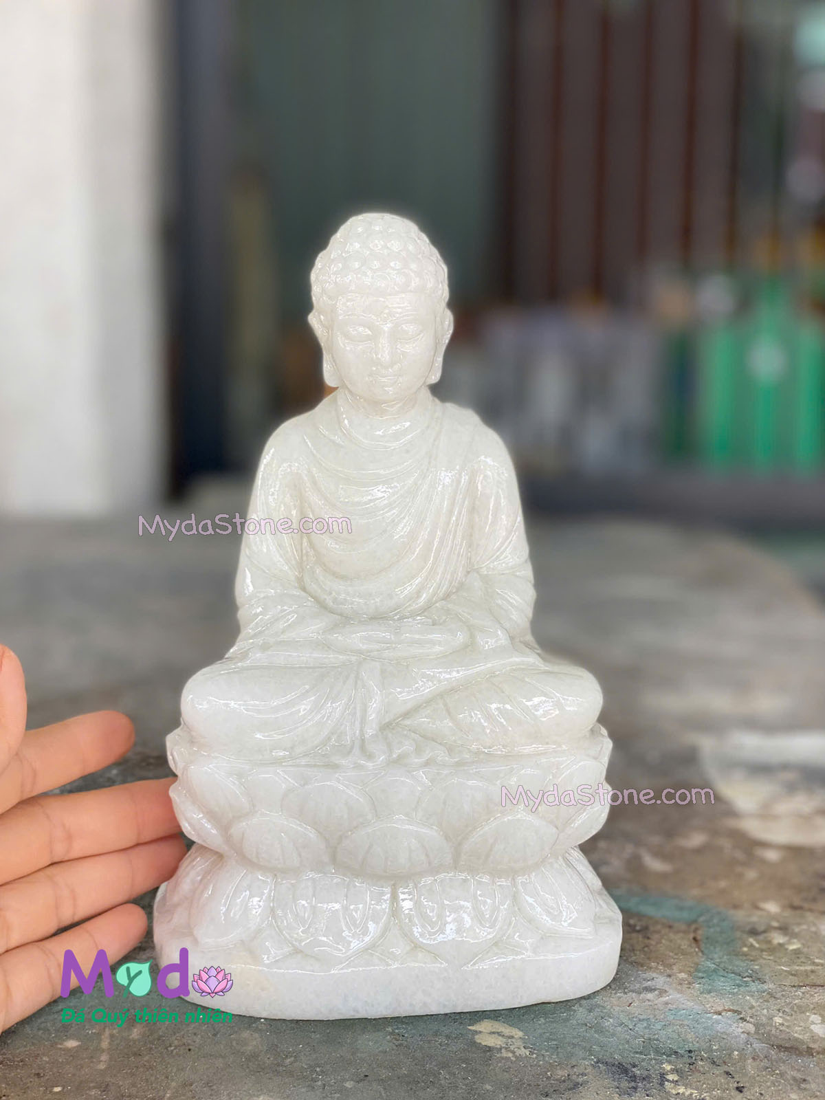 Tượng Phật Thích Ca đá Cẩm Thạch Trắng