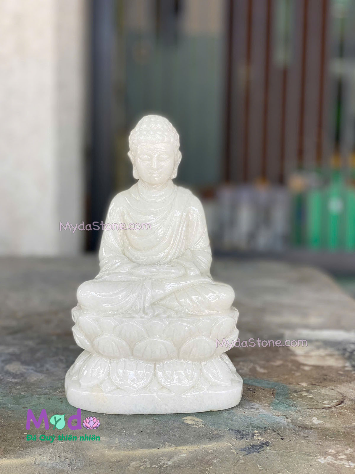 Tượng Phật Thích Ca đá Cẩm Thạch Trắng