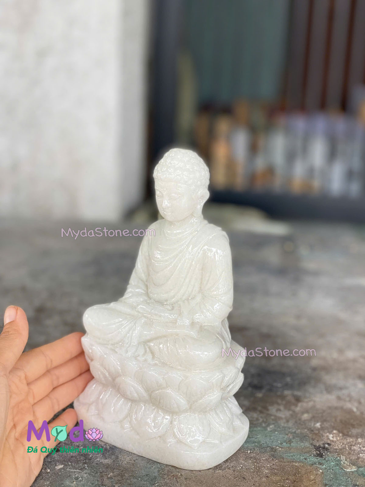 Tượng Phật Thích Ca đá Cẩm Thạch Trắng
