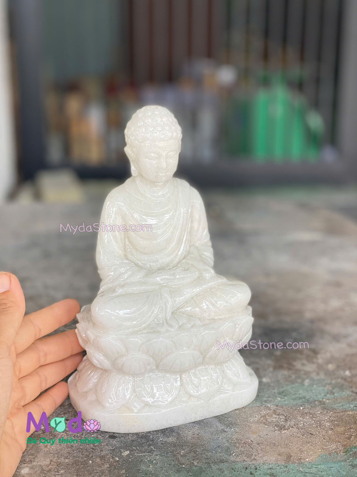 Tượng Phật Thích Ca đá Cẩm Thạch Trắng