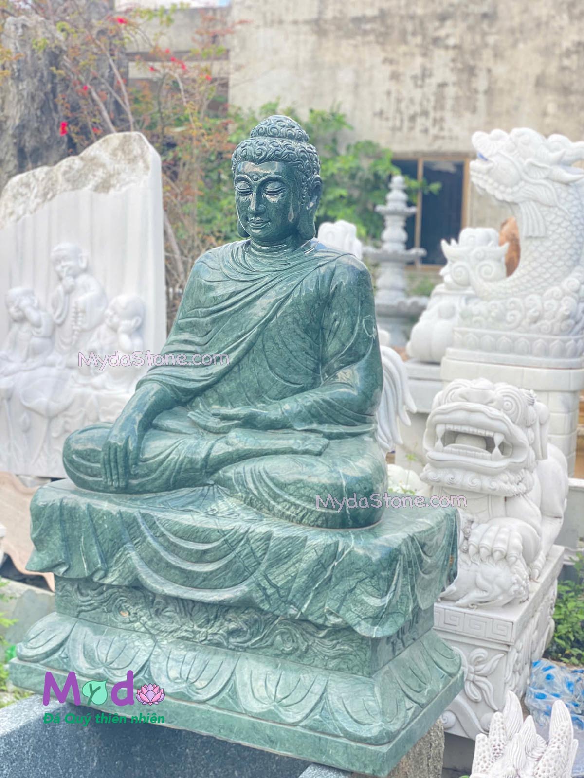 Tượng Phật Thích Ca ngồi đá Xanh Ấn Độ