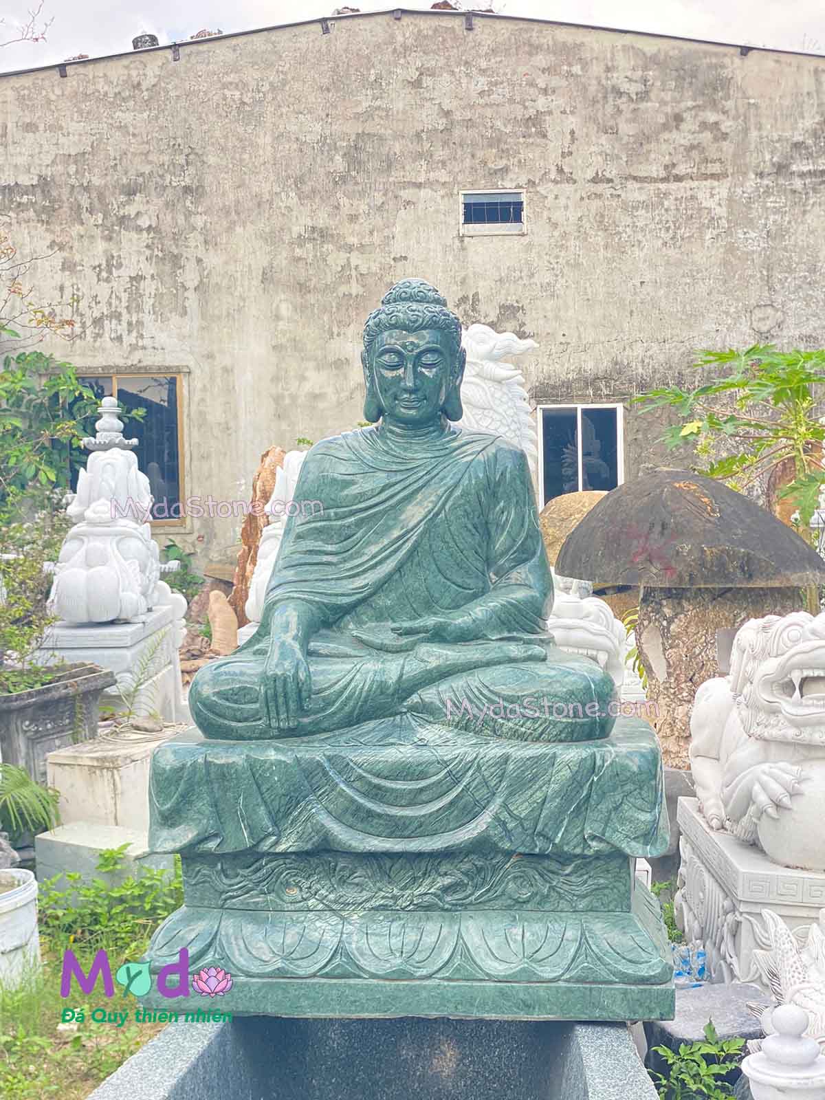 Tượng Phật Thích Ca ngồi đá Xanh Ấn Độ