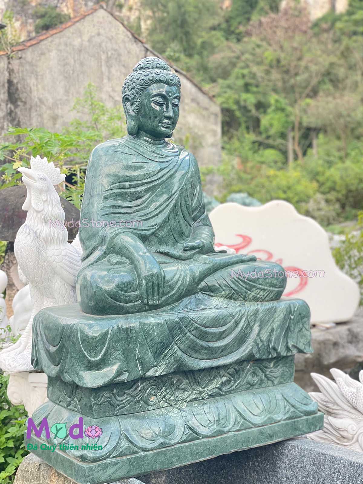 Tượng Phật Thích Ca ngồi đá Xanh Ấn Độ