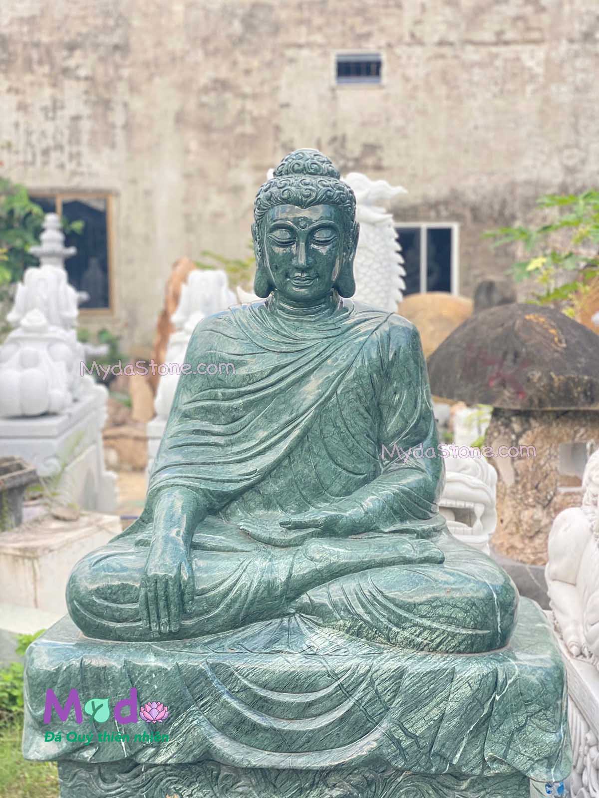 Tượng Phật Thích Ca ngồi đá Xanh Ấn Độ