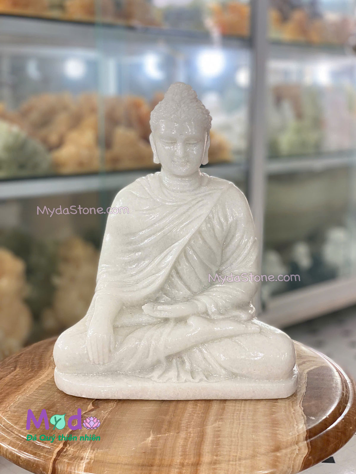 Tượng Phật Thích Ca ngồi đá Cẩm Thạch Trắng