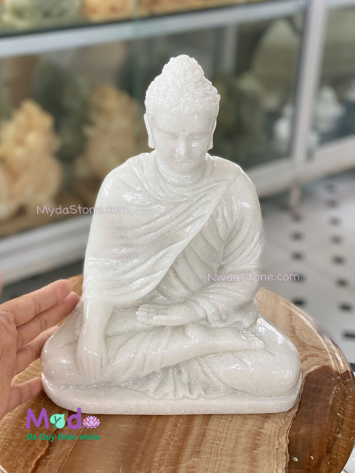 Tượng Phật Thích Ca ngồi đá Cẩm Thạch Trắng