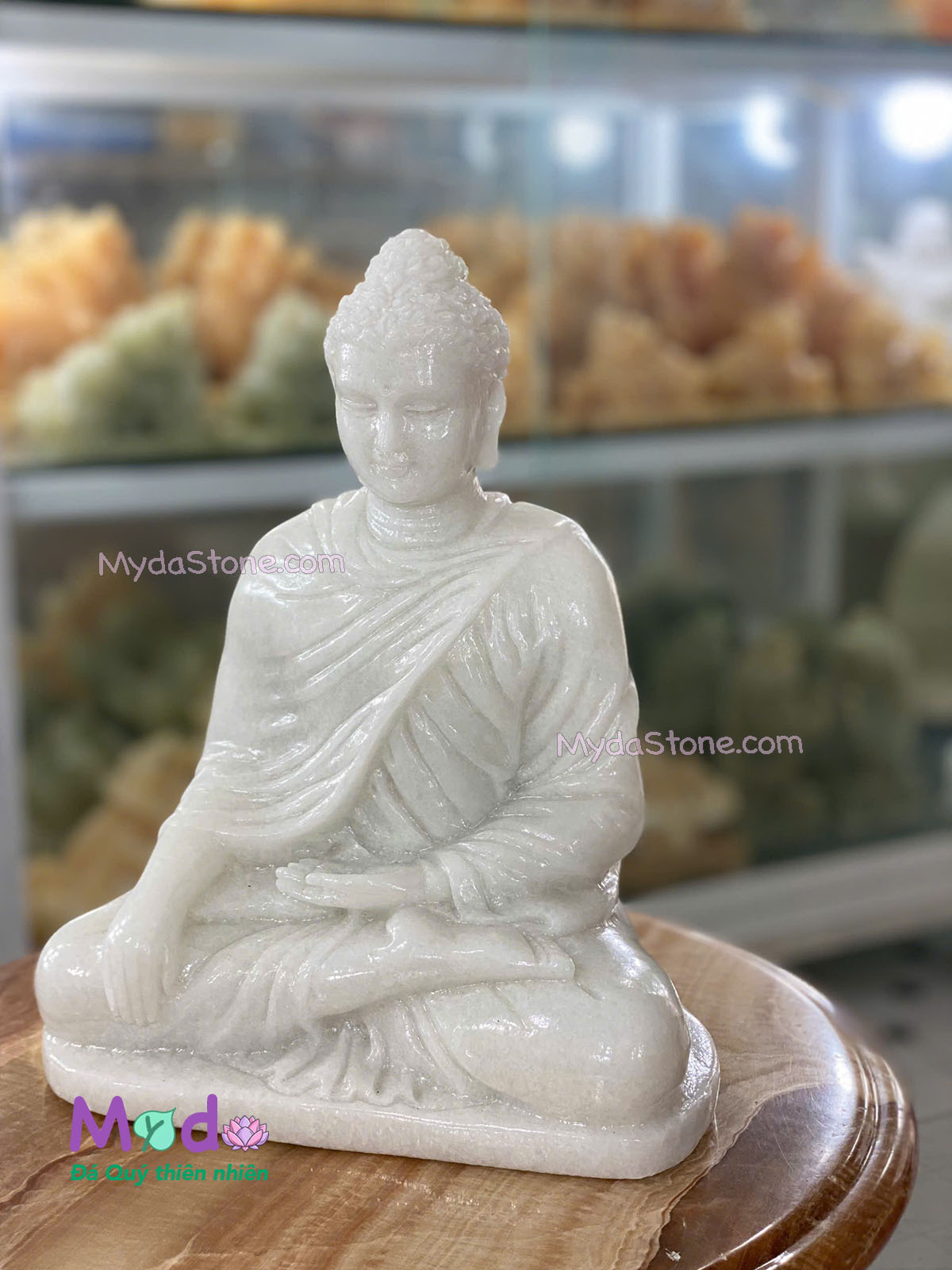 Tượng Phật Thích Ca ngồi đá Cẩm Thạch Trắng