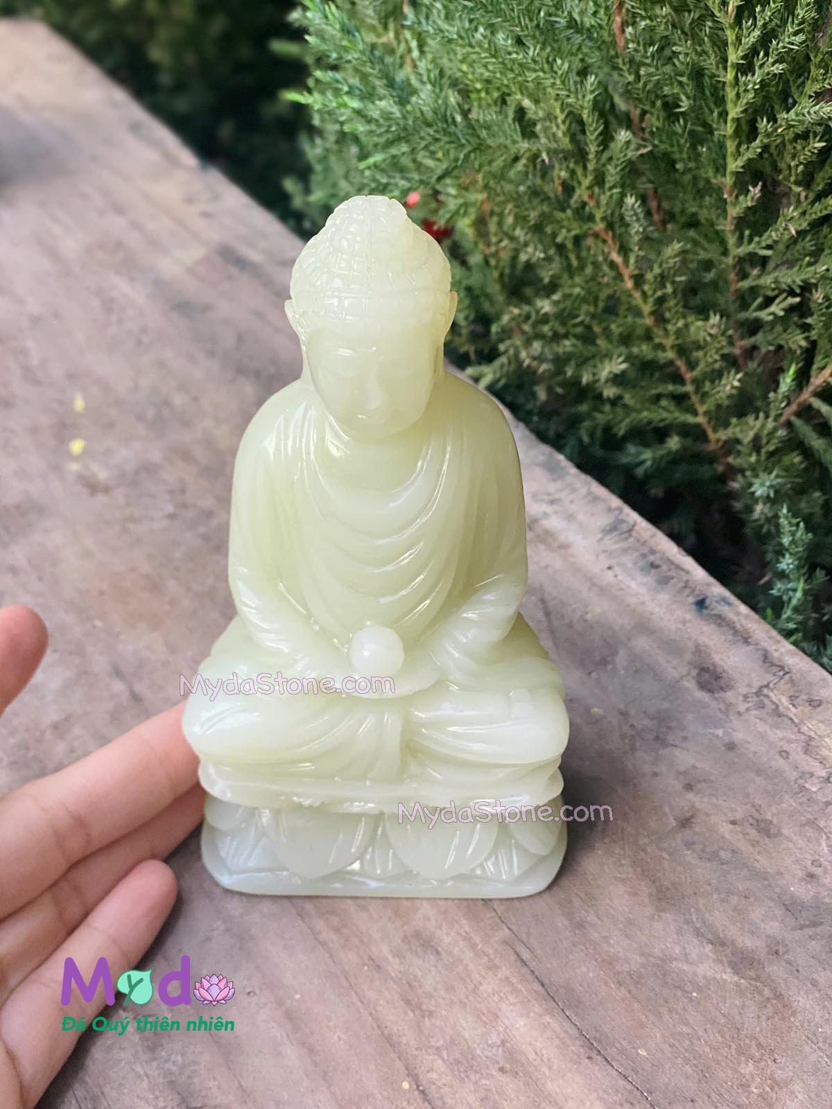 Tượng Phật Thích Ca ngồi đài sen đá Ngọc Xanh Pakistan