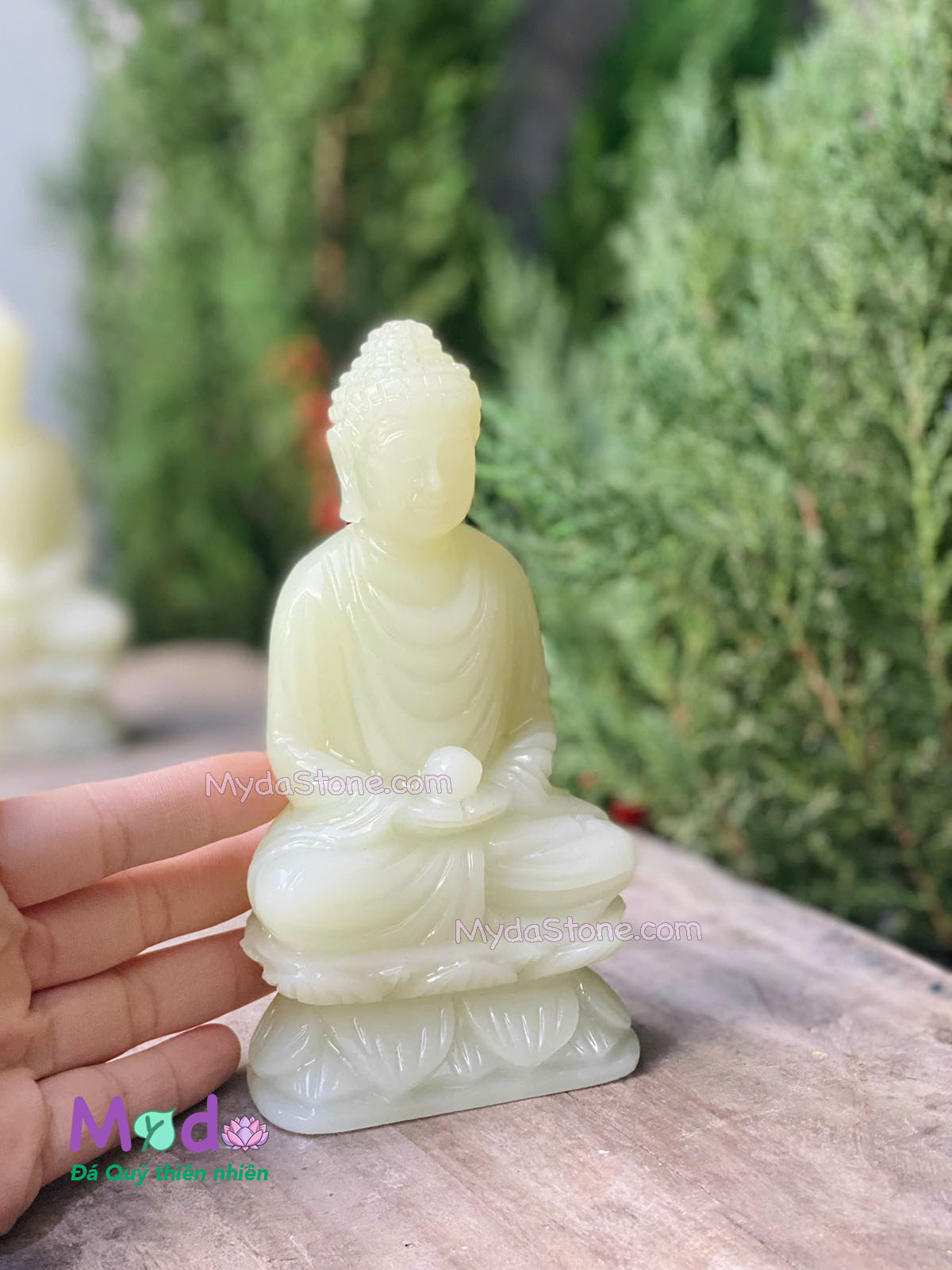 Tượng Phật Thích Ca ngồi đài sen đá Ngọc Xanh Pakistan