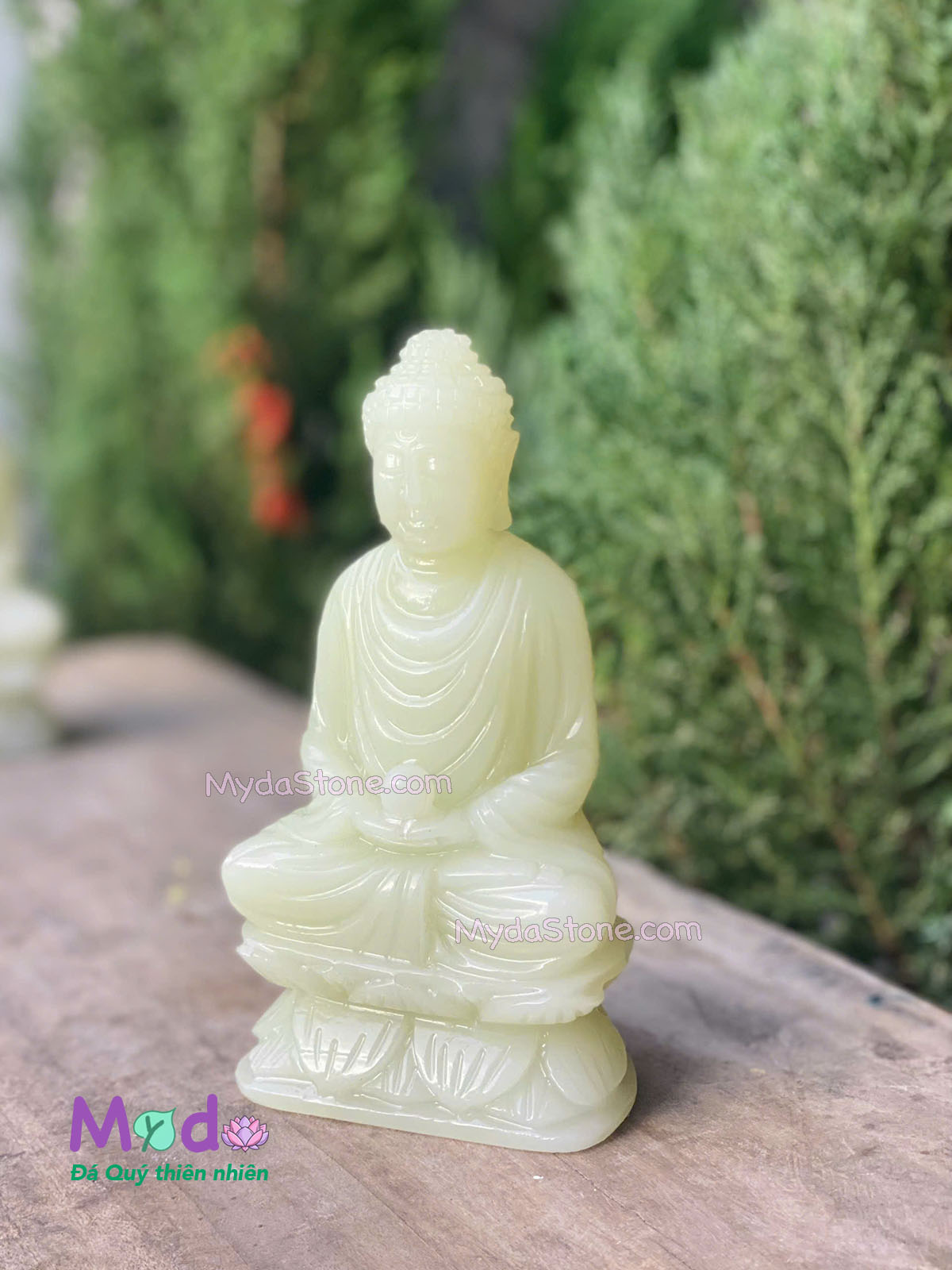 Tượng Phật Thích Ca ngồi đài sen đá Ngọc Xanh Pakistan