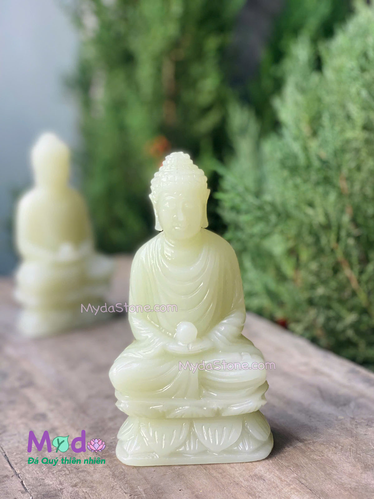 Tượng Phật Thích Ca ngồi đài sen đá Ngọc Xanh Pakistan