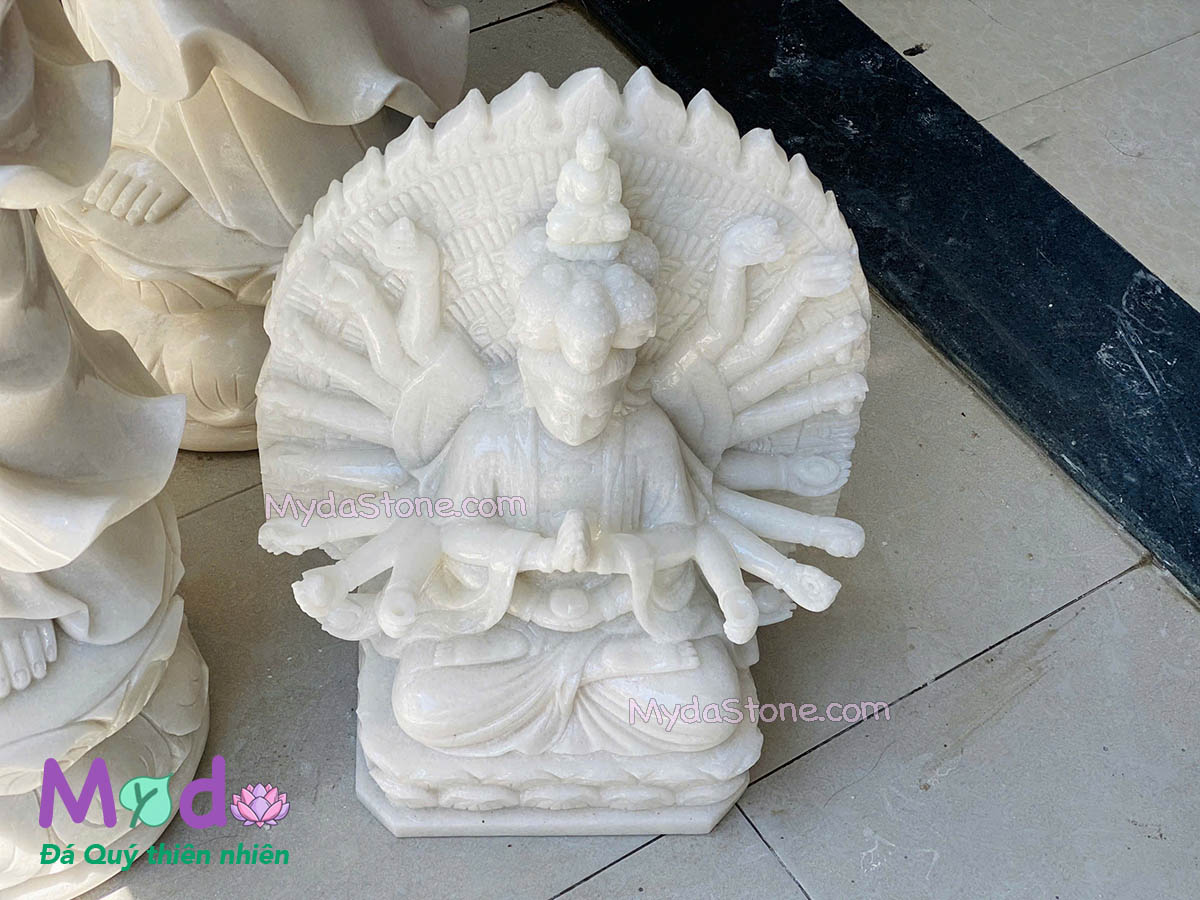 Tượng Phật Thiên Thủ Thiên Nhãn đá Cẩm Thạch Trắng