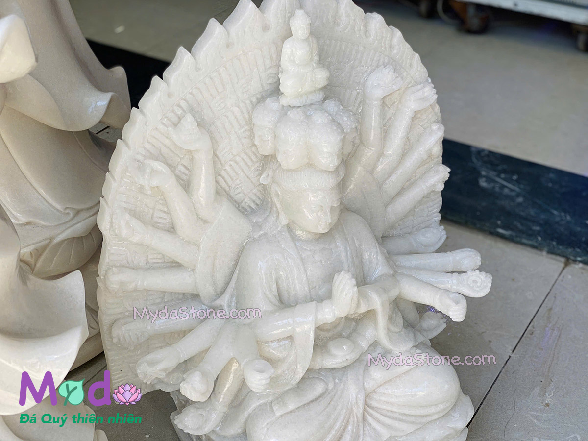 Tượng Phật Thiên Thủ Thiên Nhãn đá Cẩm Thạch Trắng