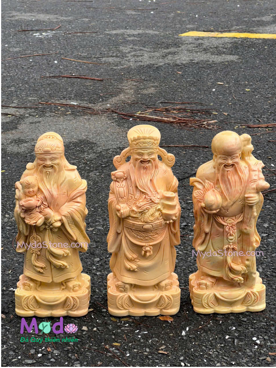 Tượng Phúc Lộc Thọ đá Cà Rốt Vàng