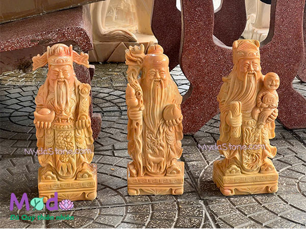 Tượng Phúc Lộc Thọ đá Cà Rốt Vàng