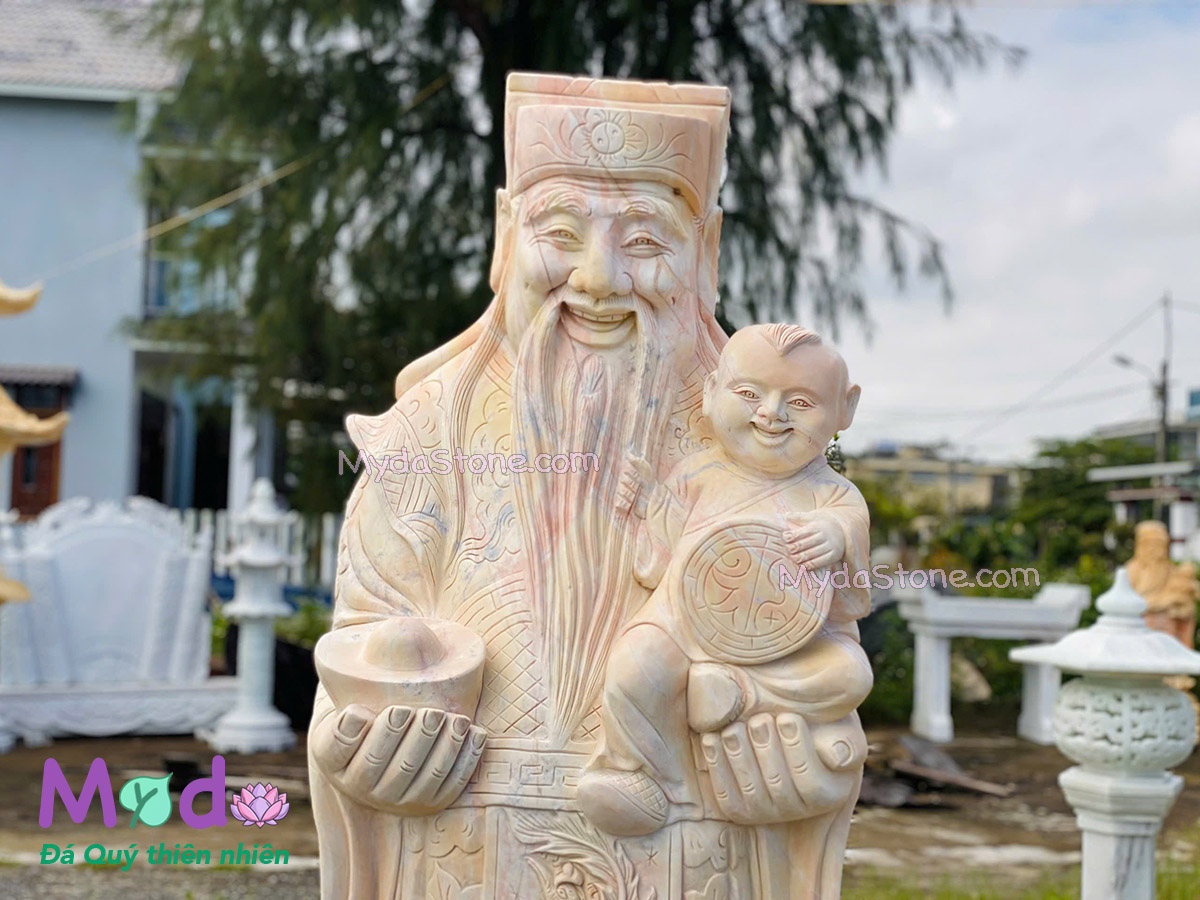 Tượng Phúc Lộc Thọ đá Cà Rốt Vàng