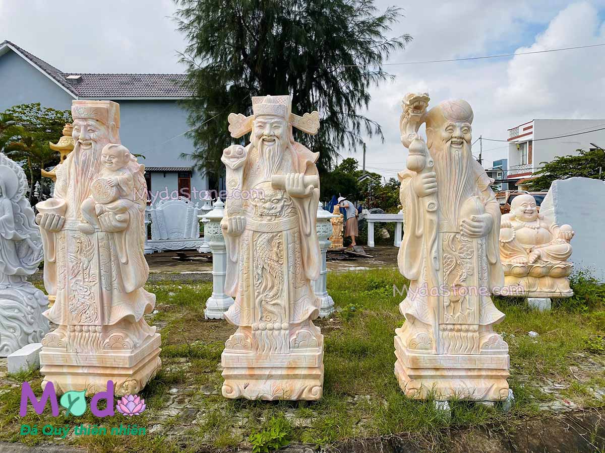 Tượng Phúc Lộc Thọ đá Cà Rốt Vàng