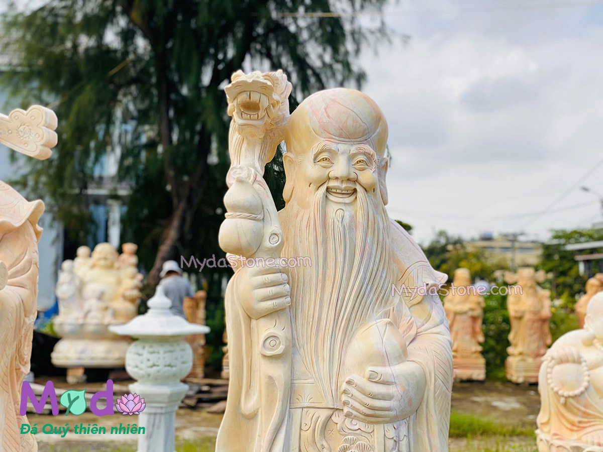 Tượng Phúc Lộc Thọ đá Cà Rốt Vàng