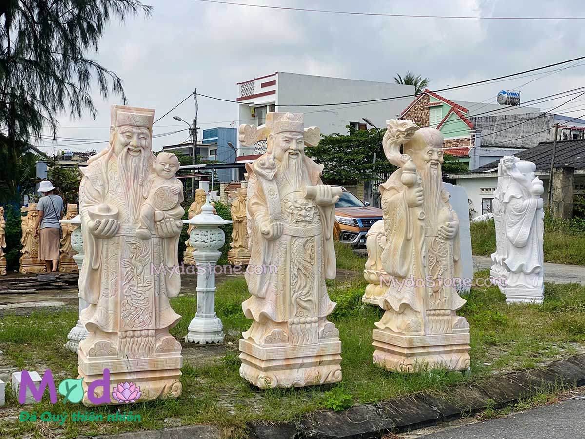 Tượng Phúc Lộc Thọ đá Cà Rốt Vàng