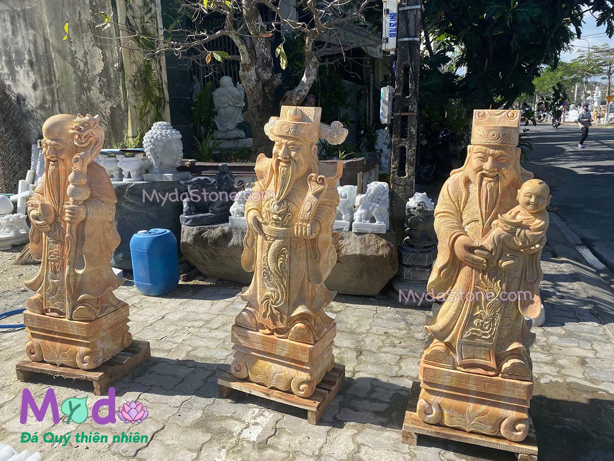 Tượng Phúc Lộc Thọ đá Cà Rốt Vàng