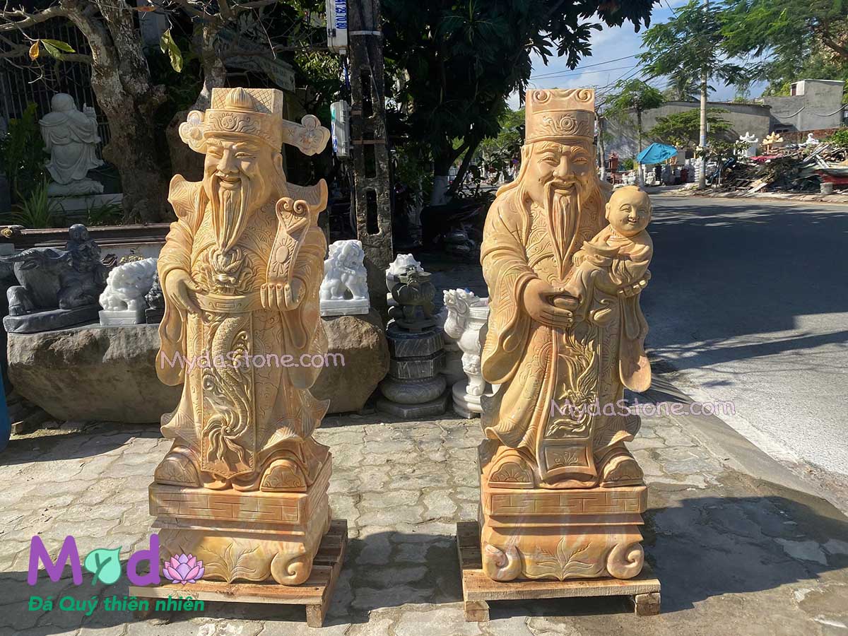 Tượng Phúc Lộc Thọ đá Cà Rốt Vàng