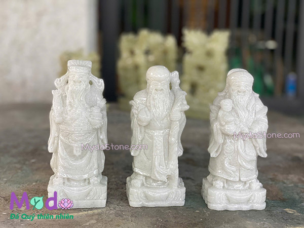 Tượng Phúc Lộc Thọ đá Cẩm Thạch Trắng