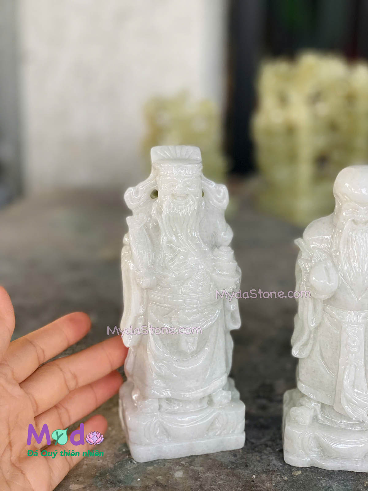 Tượng Phúc Lộc Thọ đá Cẩm Thạch Trắng